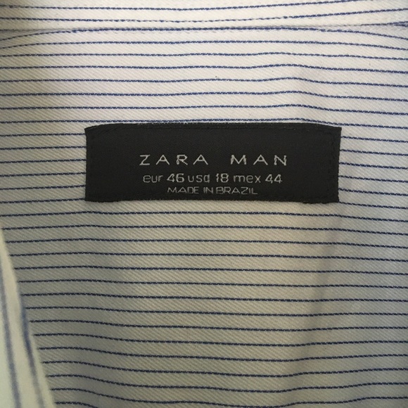 Zara Man White Striped Long Sleeve Shirt Sz. L - Picture 9 of 10
